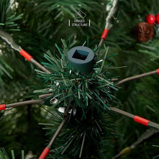 _6FT Claudia Pre Lit Christmas Tree with 300LED Lights with Timer, 8 Light Modes, Decorative Pinecones and Berries