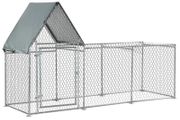 Walk In Chicken Run, Large Poultry Coop Cage Hen House Rabbit Hutch for 6-8 Chickens Outdoor Galvanized Metal Enclosure w/ Water-Resist Cover