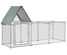 Walk In Chicken Run, Large Poultry Coop Cage Hen House Rabbit Hutch for 6-8 Chickens Outdoor Galvanized Metal Enclosure w/ Water-Resist Cover