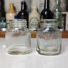 386 - Set of 2 Vintage Collectible Decorative Clear Glass Maclean Brand Stomach Powder Bottles