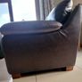 2 x two seater brown faux leather couches Image 4