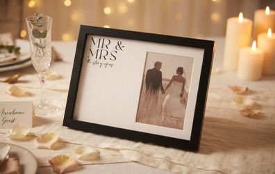 "MR & MRS - The Story of Us" Black Wide Wedding Frame
