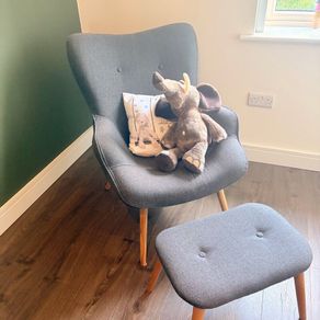 JYSK armchair and matching footstool set