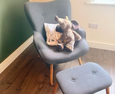 JYSK armchair and matching footstool set
