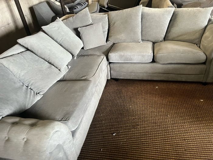 Grey corner sofa L shaped couch set furniture