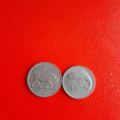 1959 Irish Shilling and 1999 10 Pence