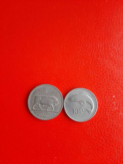 1959 Irish Shilling and 1999 10 Pence