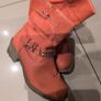 Top Or Orange Ankle Boots.  S.39-6.  New. Have Been Stored Away. Image 2