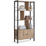 Bookshelf, Storage Shelf, Large Bookcase with Doors, 4 Shelves, Steel Structure, Industrial Style, for Living Room, Office, Toasted Oak Colour and Black Image 2