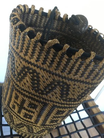 Rattan drawstring bag