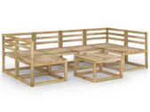 7 Piece Garden Lounge Set Green Impregnated Pinewood