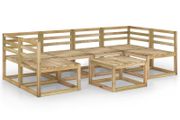 7 Piece Garden Lounge Set Green Impregnated Pinewood