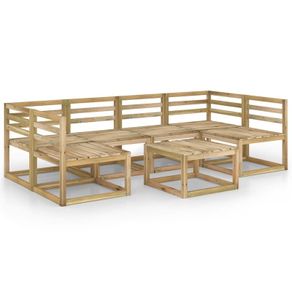 7 Piece Garden Lounge Set Green Impregnated Pinewood