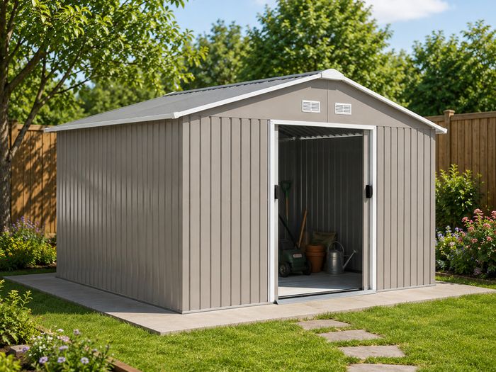Large Metal Storage Shed Sliding Doors 13 x 11ft