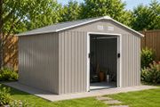 Large Metal Storage Shed Sliding Doors 13 x 11ft