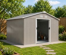 Large Metal Storage Shed Sliding Doors 13 x 11ft