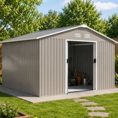 Large Metal Storage Shed Sliding Doors 13 x 11ft