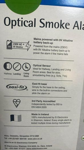 Mains Smoke Detector with Battery Back Up