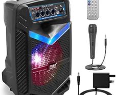 Portable PA System, Active Speakers, Powered Speakers 400W Rechargeable Outdoor Bluetooth Speaker- w/ 18 Subwoofer 1 Tweeter, Microphone and Speaker, PartyBox Lights, Recording, USB/SD/Radio