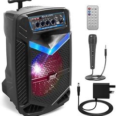 Portable PA System, Active Speakers, Powered Speakers 400W Rechargeable Outdoor Bluetooth Speaker- w/ 18 Subwoofer 1 Tweeter, Microphone and Speaker, PartyBox Lights, Recording, USB/SD/Radio