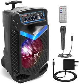 Portable PA System, Active Speakers, Powered Speakers 400W Rechargeable Outdoor Bluetooth Speaker- w/ 18 Subwoofer 1 Tweeter, Microphone and Speaker, PartyBox Lights, Recording, USB/SD/Radio