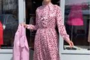 Italian design polka dot ruffle  dress
