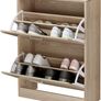 _Shoe Cabinet with 2 Fold-Out Draws - White Pull-Down Shoe Organizer / Adjustable Shoe Cabinet for 12 Pairs of Ladies Shoes or 8 Pairs of Men's Shoes - For Narrow Hallways Image 4