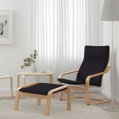 Ikea Poang chair and footstool black