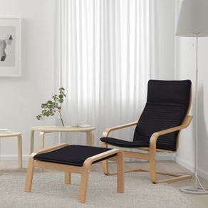 Ikea Poang chair and footstool black