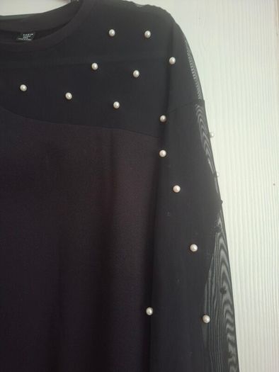 Ladies Black Top with Pearl Design