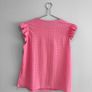 Pre Owned Vibrant Pink Eyelet Cutout Flutter Sleeve Blouse Image 4