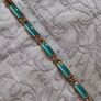 Bracelet & Clip on Brooch Set, Silver, Gold & Vibrant Teal in Colour Image 7