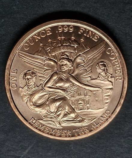 1 Avdp Oz Copper Remember the Alamo Round