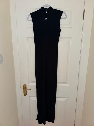 Flounce London High Neck Maxi Dress in Black - size UK 10