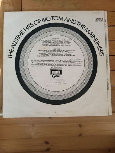 Big Tom And The Mainliners All Time Hits Vinyl LP Emerald Gem Irish Country