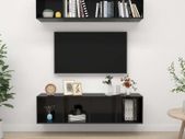 Wall-mounted TV Cabinets 2 pcs High Gloss Black Chipboard