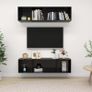 Wall-mounted TV Cabinets 2 pcs High Gloss Black Chipboard Image 5