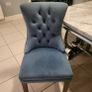 Grey marble dining table and 6 blue suede chairs Image 2