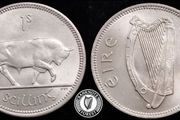 [#2380] - Ireland 1964 | Irish 1s | One Shilling | Bull | KM.14a | BU