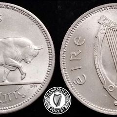 [#2380] - Ireland 1964 | Irish 1s | One Shilling | Bull | KM.14a | BU