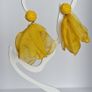 Yellow Raffia Stud Chiffon Petal Tassel Earrings Image 6