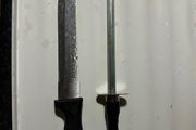 Kitchen knife and steal for sharpening knives