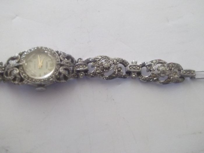 a art deco ladies marcasite wrist watch by trebex working
