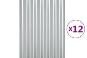 Roof Panels 12 pcs Galvanised Steel Silver 60x36 cm