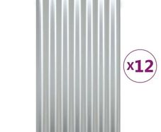 Roof Panels 12 pcs Galvanised Steel Silver 60x36 cm