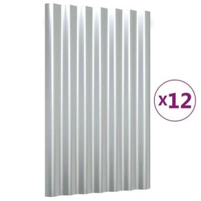 Roof Panels 12 pcs Galvanised Steel Silver 60x36 cm