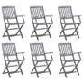 Folding Outdoor Chairs 6 pcs Solid Acacia Wood Image 2