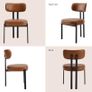 PU Leather Dining Room Chairs Set of 2 Living Room Modern Armless Accent Chairs Kitchen Chairs with Black Metal Legs (Brown) Image 3