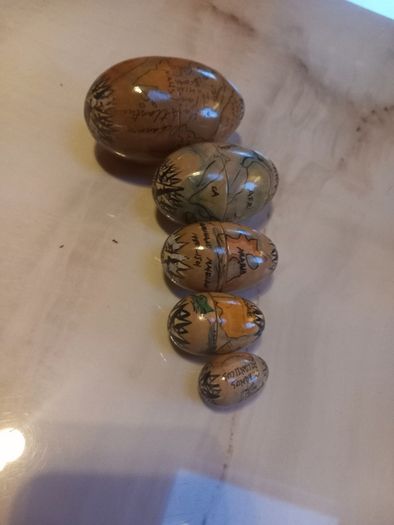 Bird, gnome, globe nesting dolls, D18 post 8e