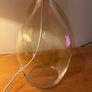 IKEA Bran Handmade Glass Table Lamp with Pleated Drum Shade - Off White and Pink Image 3